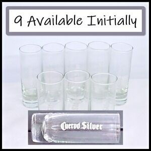 Jose Cuervo Silver Tall Shooter Shot Glass 4in Clear Etched Logo Barware‎ New